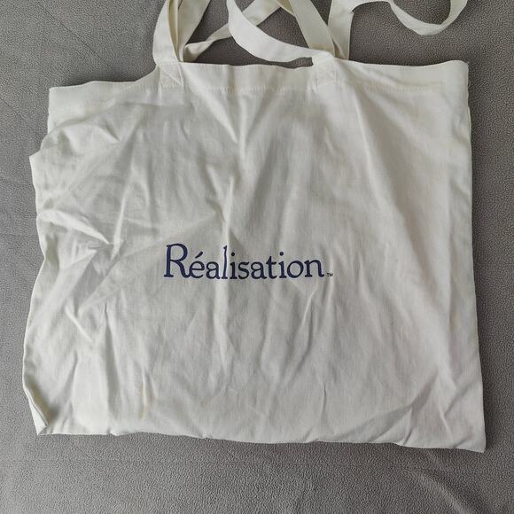 Realisation Shopping Tote Bag‎ White Top Handle Preppy Designer - Picture 3 of 4